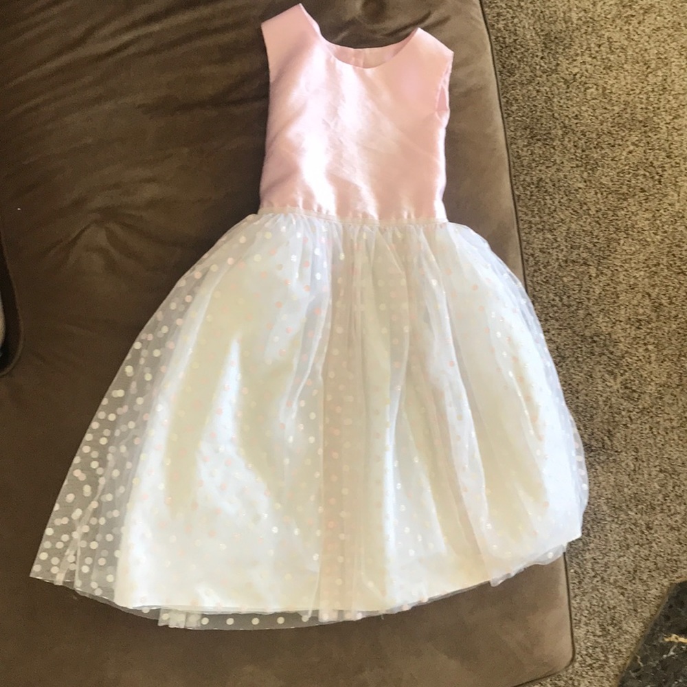 Pink with white spotted dress.